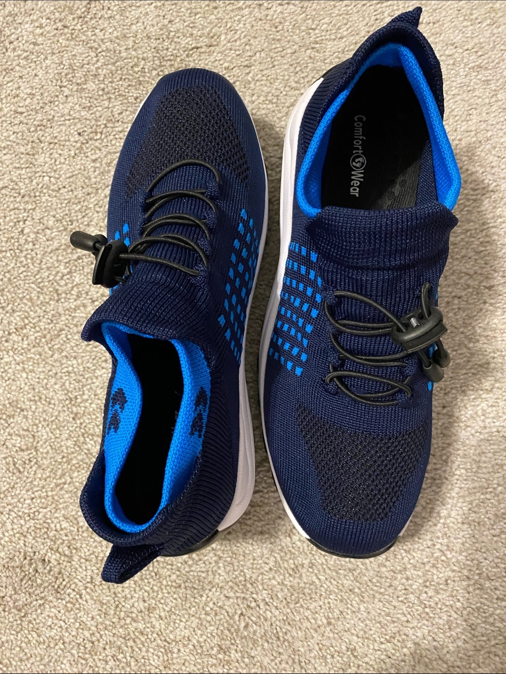 NWOT Womens Comfort wear Ortho Stretch Navy & Blue Slip-On Athletic Sneakers